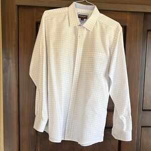 Johnston & Murphy White Grid Dress Shirt